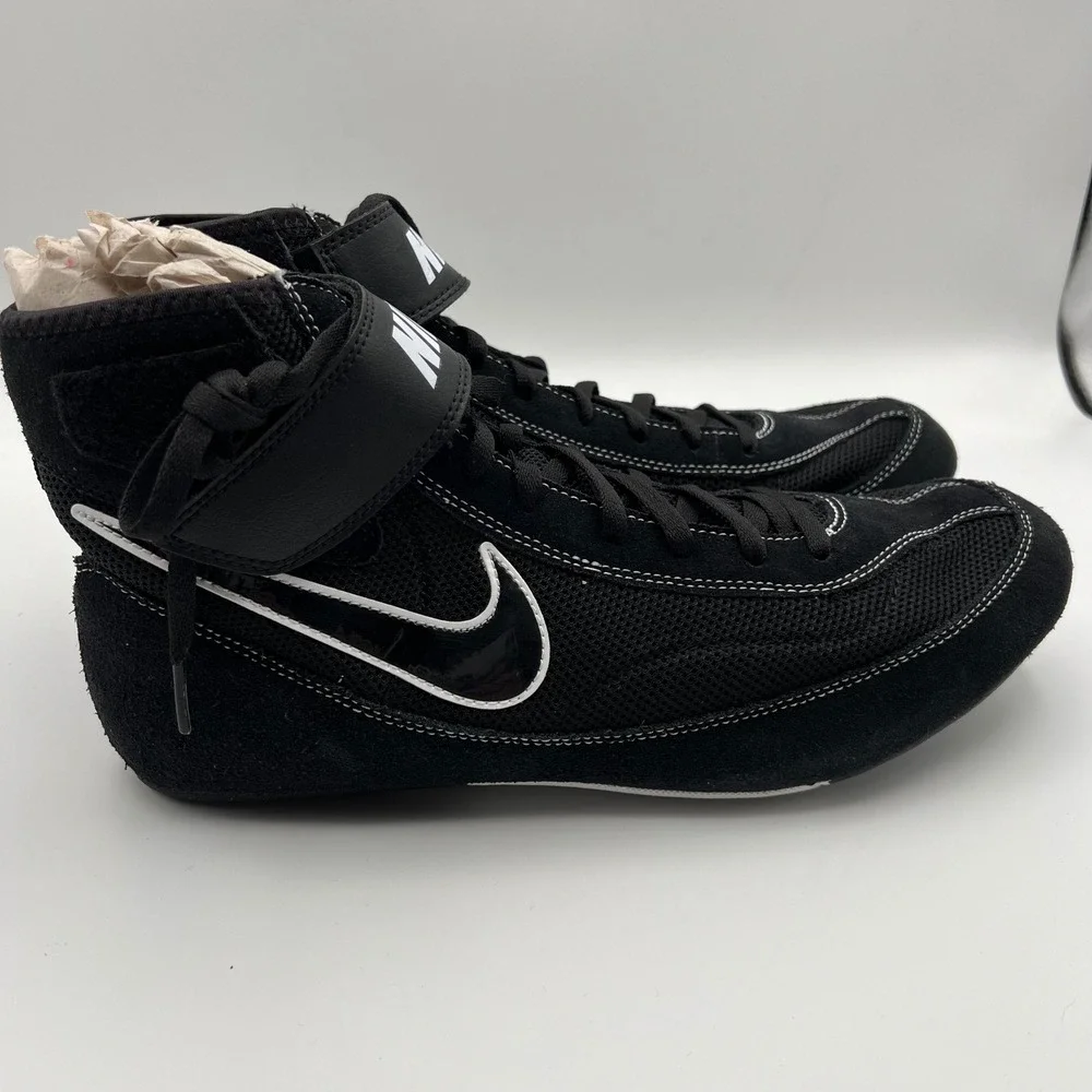 Nike Speedsweep VII Wrestling Shoes Mens 13 Black White High Top Mesh Suede‎